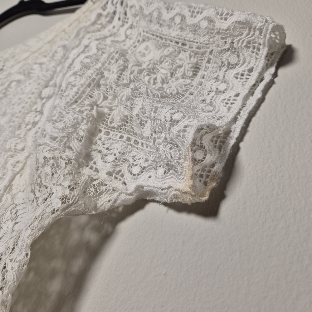 Ralph Lauren RARE Prarie Cottagecore Lace Crotchet White Mini Dress With Slip S - Picture 3 of 12
